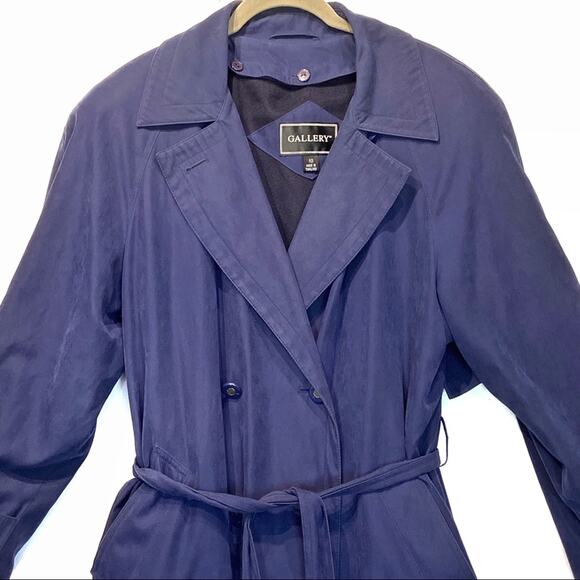 Gallery Trench Coat Vintage Women's Size 10 Microfiber Removable Liner Belted - Picture 4 of 16